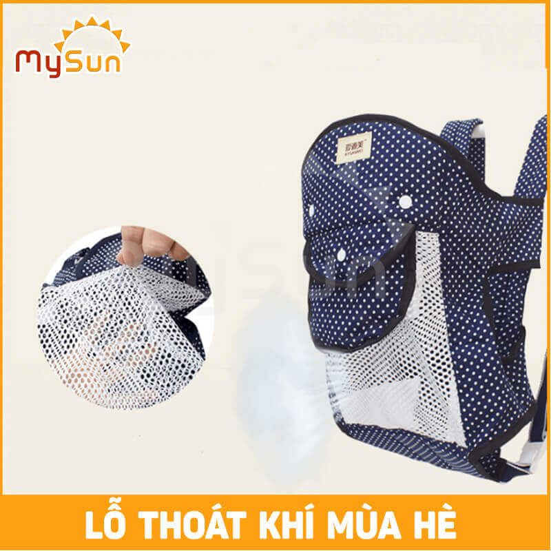 Đai địu vải 4 tư thế có đỡ cổ cho bé sơ sinh, trẻ em 36 tháng tuổi ngồi xe máy an toàn - MySun