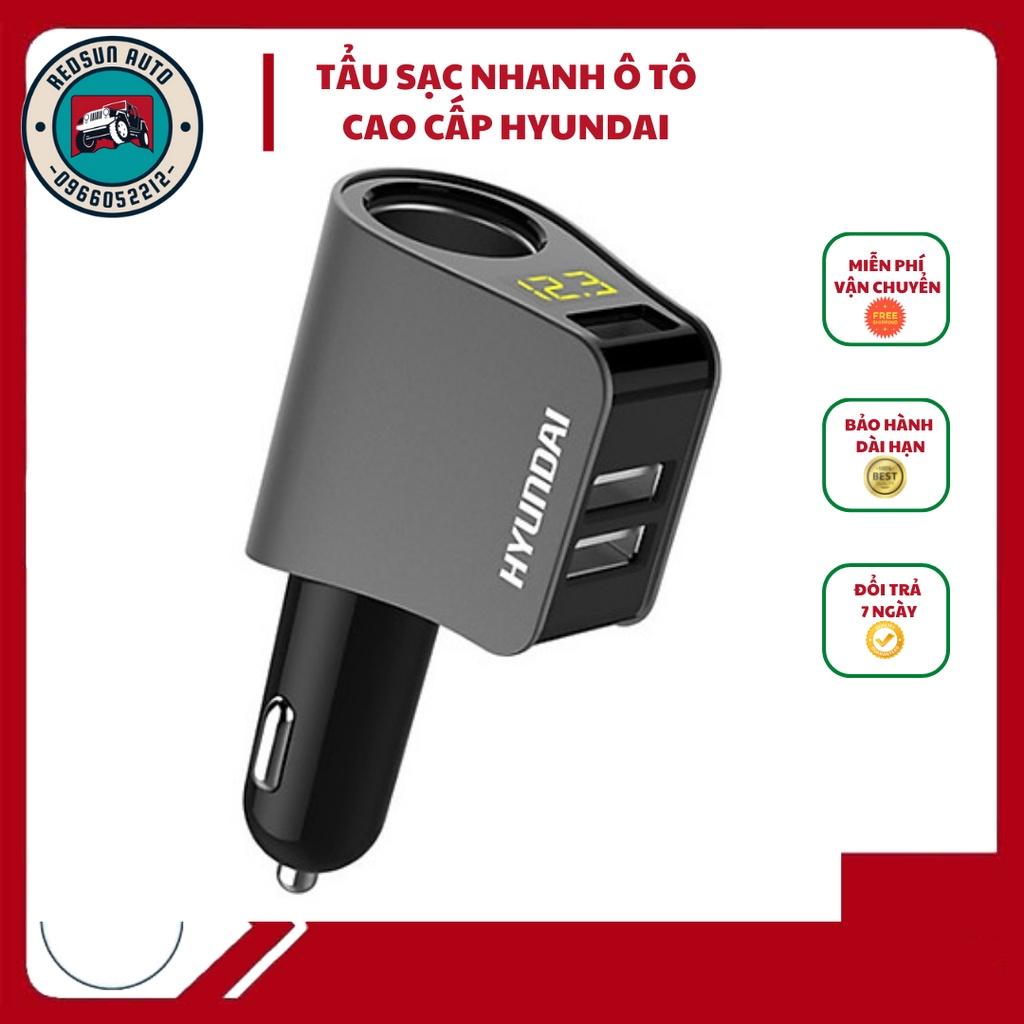 Bộ Chia Tẩu, Tẩu sạc Hyundai cao cấp 1 tẩu tròn , có màn hình LED hiển thị điện áp - Hàng Chất Lượng