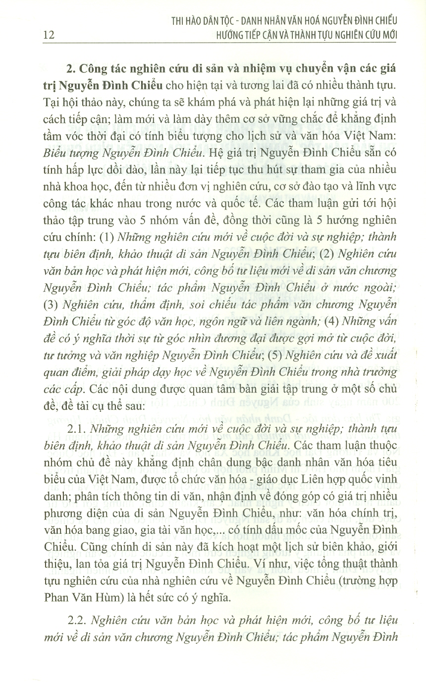 Thi Hào Dân Tộc - Danh Nhân Văn Hoá Nguyễn Đình Chiểu - Hướng Tiếp Cận Và Thành Tựu Nghiên Cứu Mới