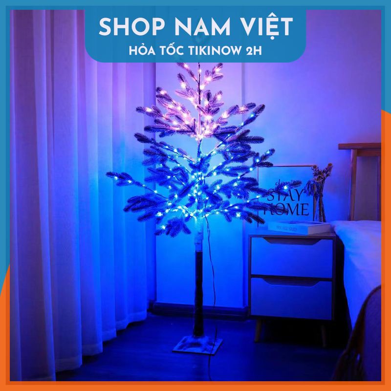 Cây Thông Noel Phủ Tuyết Có Đèn Led RGB Trang Trí Giáng Sinh, Có Thể Gấp Gọn, Kèm Remote