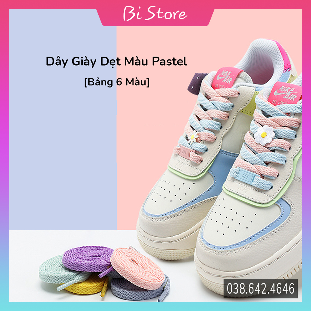 [Bảng 30 màu] Dây giày dẹt màu Pastel dành cho các loại giày thể thao / sneaker Nikee Air Forcee 1 (AF1), Jordann, Adidass, Vanss, Conversee,... [bán theo cặp