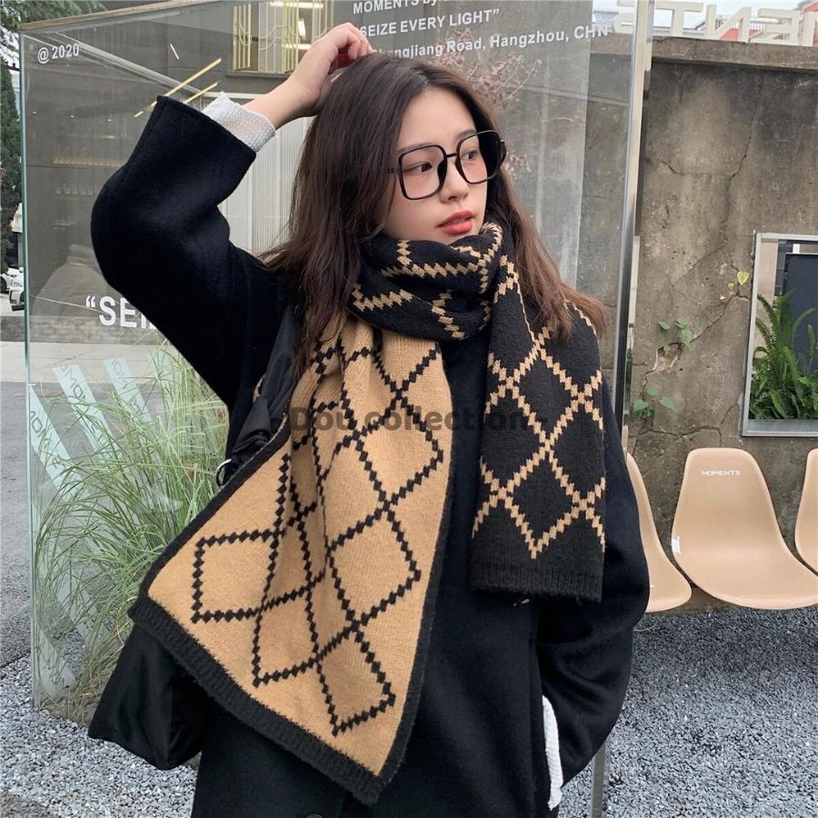 Khăn Cashmere Len Dày Cao Cấp Giữ Ấm Mùa Đông Hình Thoi - 35x180cm - Douyin - Mã LN018