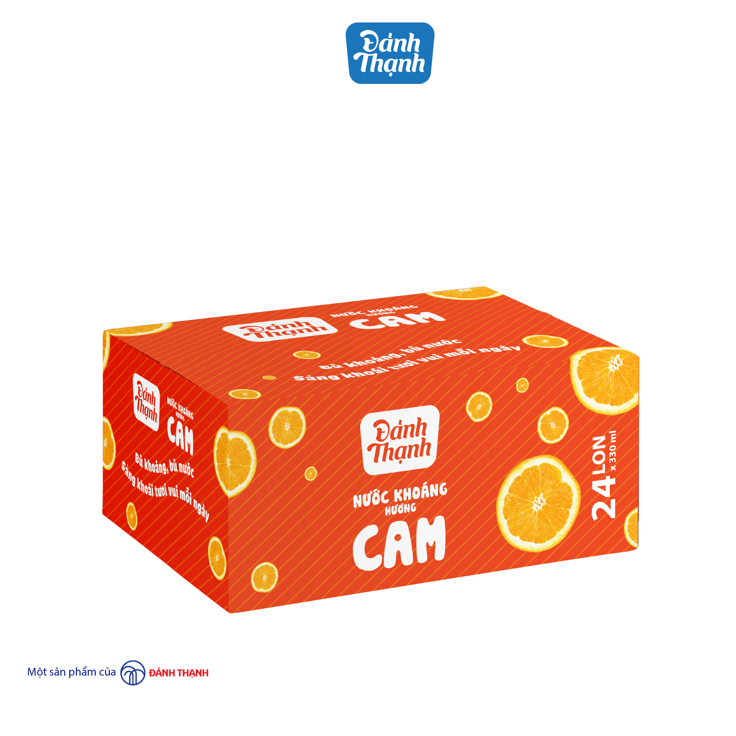 Lốc 6 lon Nước khoáng thiên nhiên có ga Đảnh Thạnh khoáng cam lon 330ml