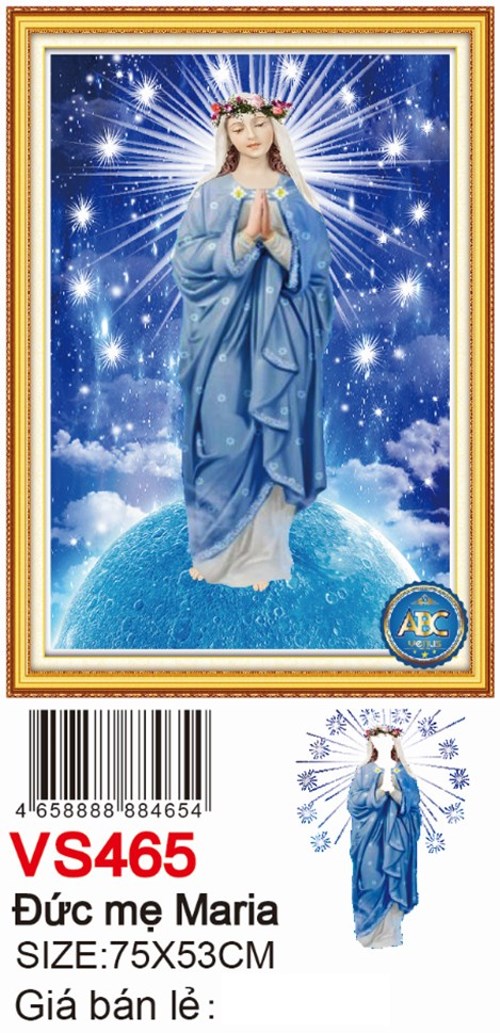 Tranh đính đá đức mẹ maria VS465 - 75 x 53 cm - chưa đính