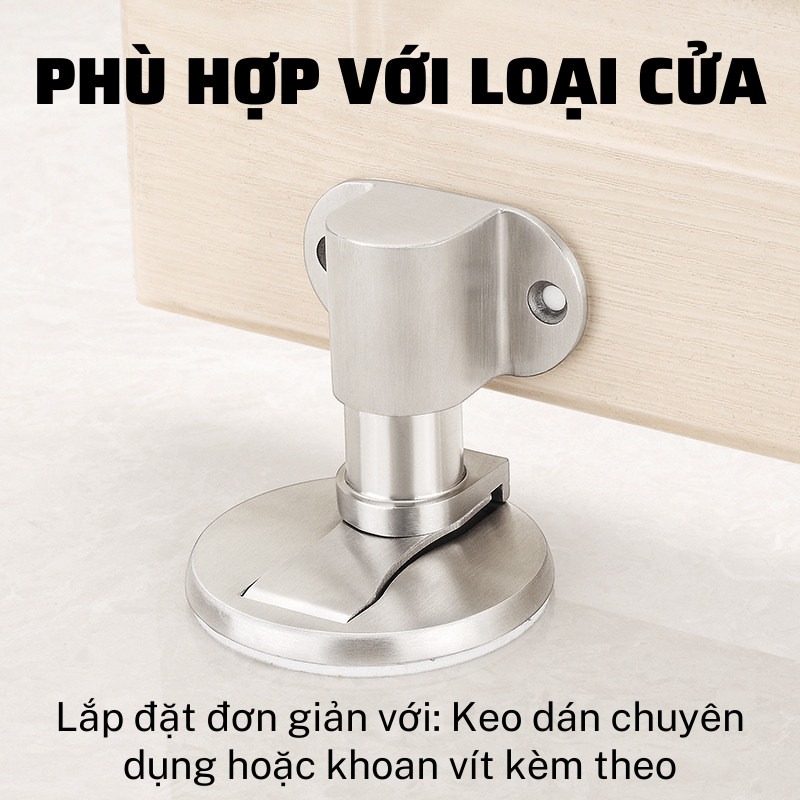 Chặn cửa nam châm hít tự động, hợp kim kẽm chống rỉ, Dán hoặc bắt vít