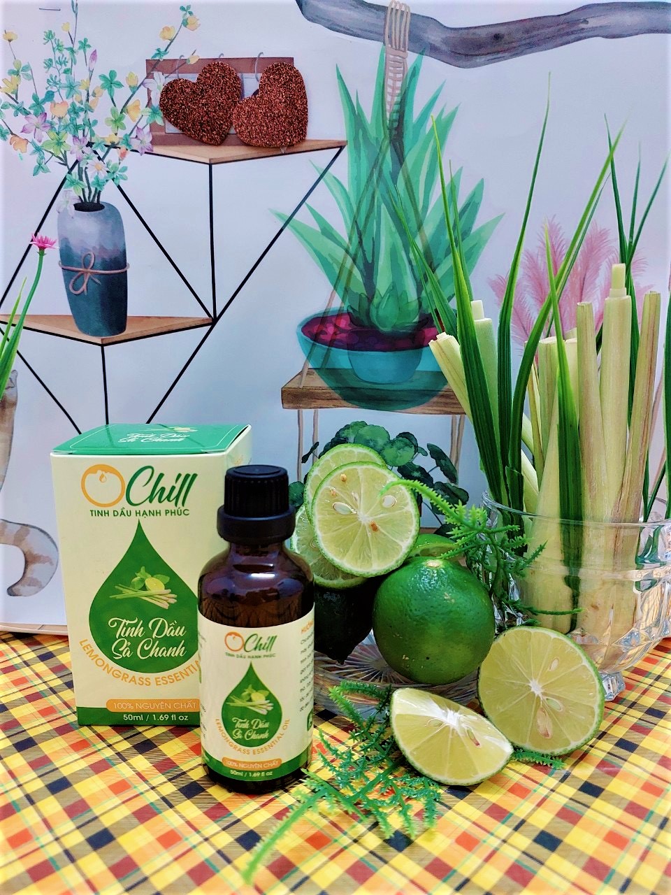 Tinh Dầu Sả Chanh OCHILL, Nguyên Chất 100%, Lemongrass Essential Oil - Kiểm Định QUATEST, COA