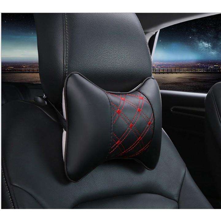 Bộ 02 gối tựa đầu xe hơi _ Đen phối đỏ