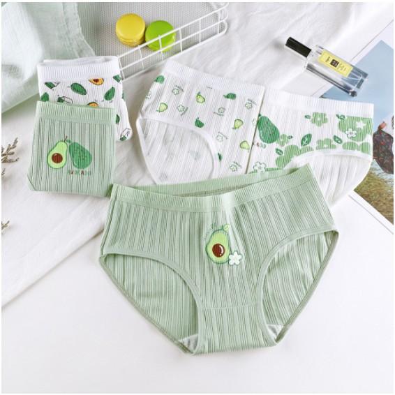Quần Lót Nữ ️️ Quần Chip Gân Tăm Kháng Khuẩn - Quần Lót Cotton Co Dãn 4 Chiều Quả Bơ Siêu Xinh