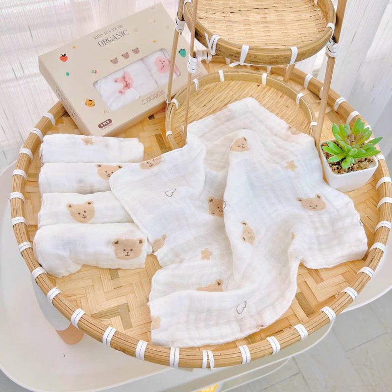 Hộp 5 Khăn Sữa Sợi Tre 4 Lớp Mềm Mại, Thấm Hút Tốt Monona KT 30x30cm