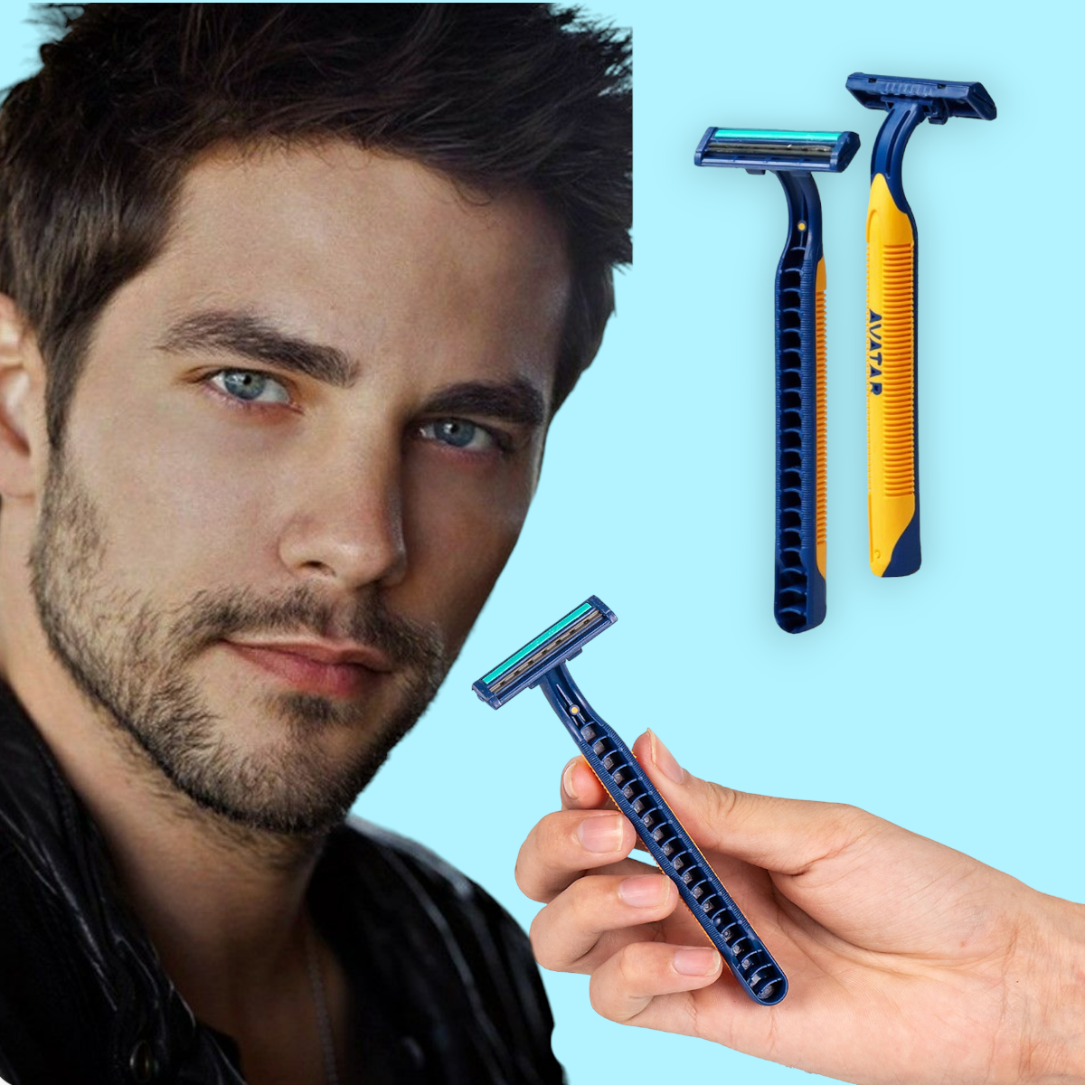 Dao Cạo Râu 2 Lưỡi Dành Cho Nam Razor Kai (Màu Xanh)