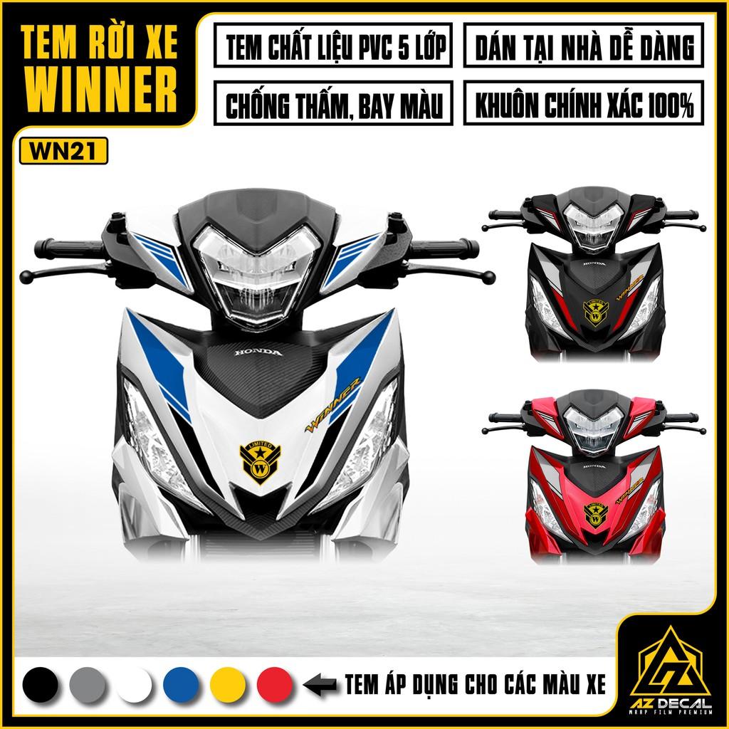 Tem Rời Dán Xe Winner V1 / 150 Mẫu DOHC | WN21 | Decal Chế Xe Máy PVC Cao Cấp - Xanh Trắng Đen
