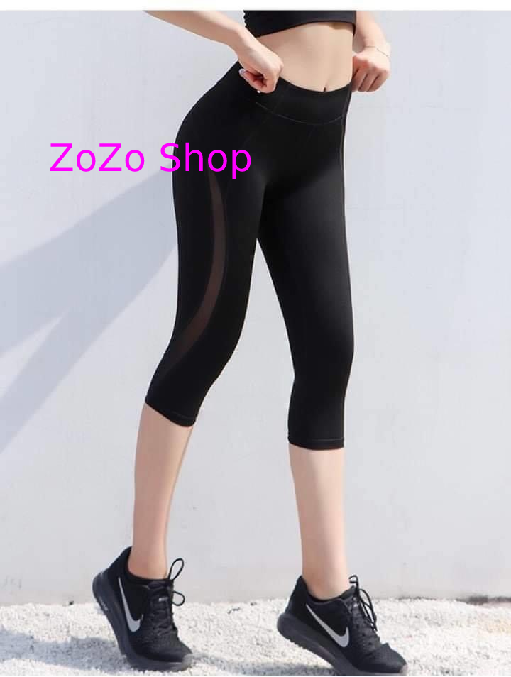 Quần Lửng Nữ Phối lưới Siêu Hot Tập Gym,Yoga,Aerobic Cạp Cao Nâng Mông Quyến Rũ