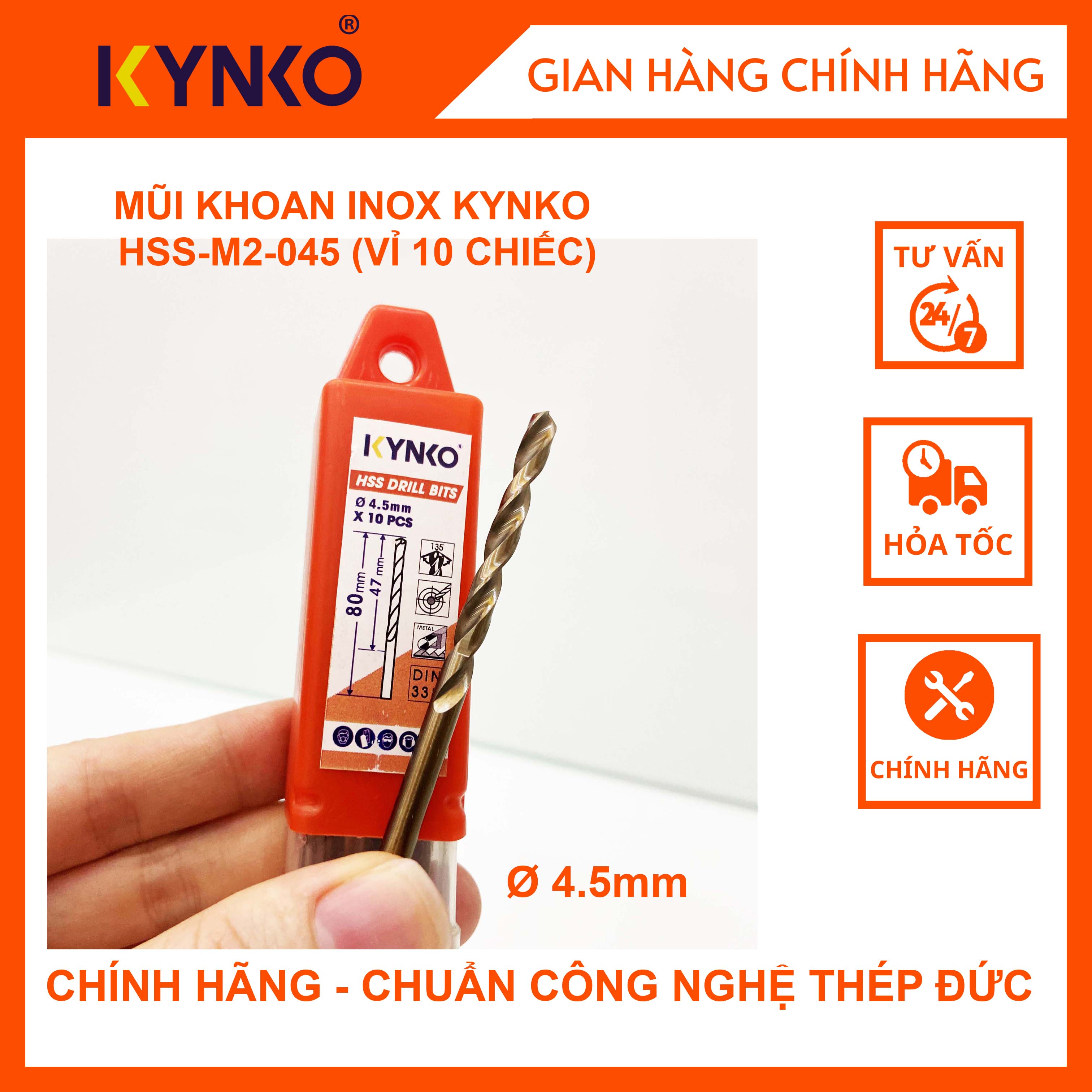 MŨI KHOAN INOX KYNKO HSS-M2-045