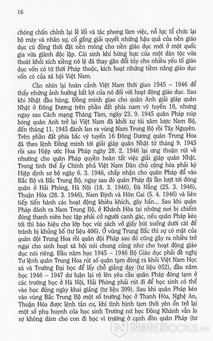 TƯ LIỆU VỀ GIÁO DỤC VIỆT NAM - Từ Tháng 9. 1945 Đến Tháng 12. 1946 (Bìa Cứng)