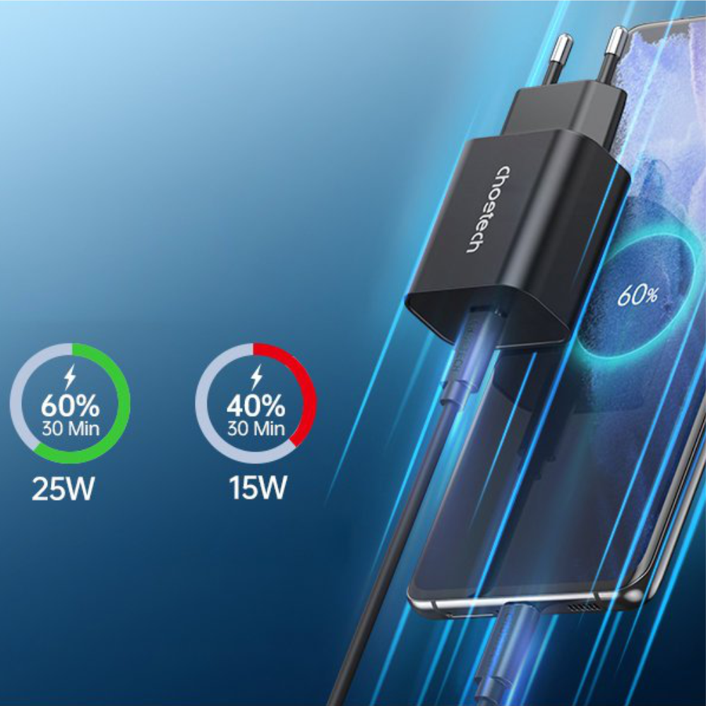 Adapter Củ Sạc Nhanh Type C 25W PPS PD3.0 CHOETECH PD6003 Sạc Nhanh iPhone, iPad Samsung, Vivo, Xiaomi, Oppo - Hàng Chính Hãng