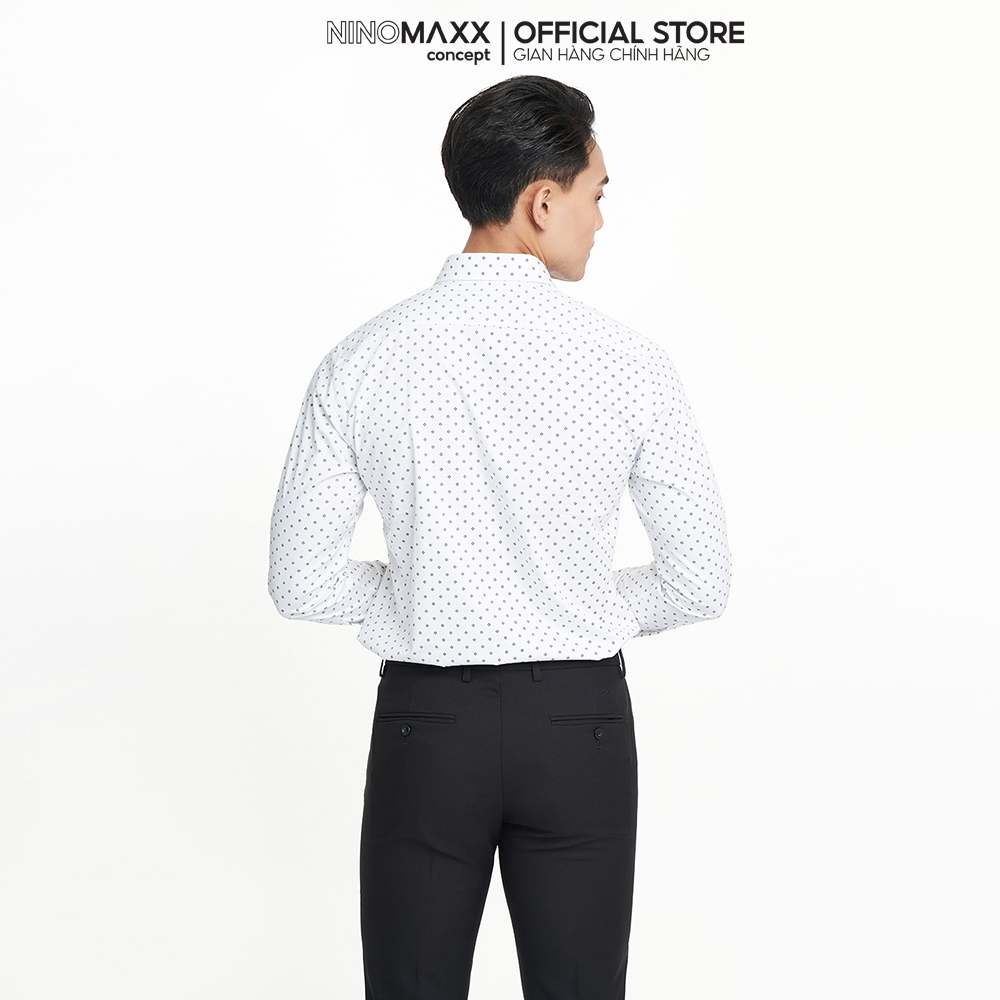 N&amp;M Áo Sơ Mi Nam Vải sợi tre tay dài họa tiết slim fit 2208066