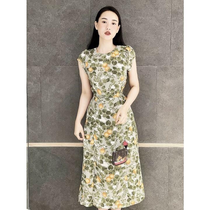 VÁY HOA XANH HỞ LƯNG CÚC NGỌC XẺ TÀ