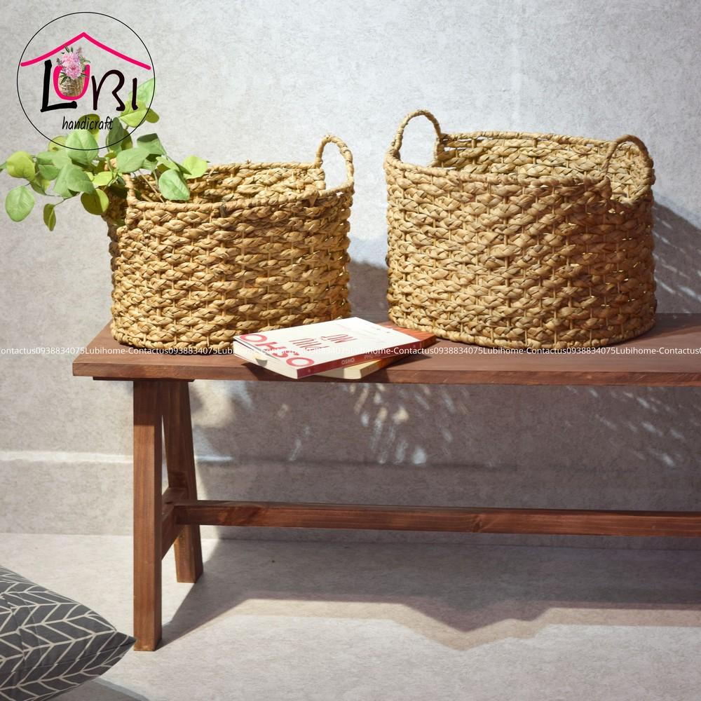 Lubi Home - Sọt đựng đồ lục bình hình oval đan bím - đơn giản, sang trọng