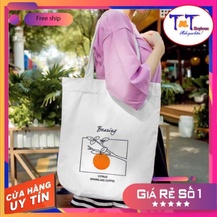 TT10 Túi tote ️ Túi vải Canvas đeo vai phong cách Ulzzang, vải bố form Unisex Vintage