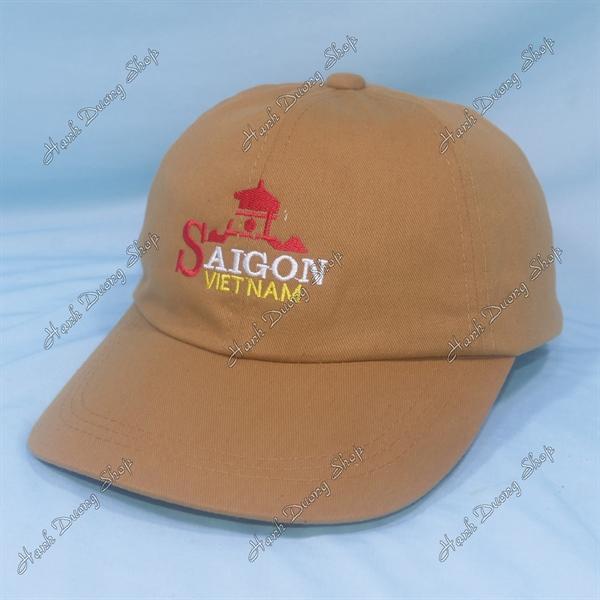 Nón kết thêu chữ Sài Gòn Việt Nam có khóa dán phía sau vòng đầu 56-60cm - Bò