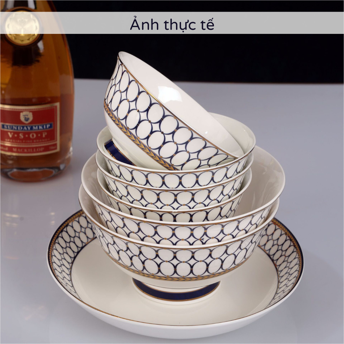 Bộ bát ăn cơm SỨ XƯƠNG Giang Tây cao cấp 60 chi tiết - Bộ chén ăn cơm sang trọng, tinh tế - Bát đĩa mỏng nhẹ nhưng cứng trong và cách nhiệt tốt. Mã GS23