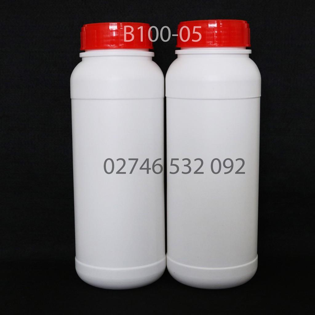 Chai nhựa HPDE 1000mL cổ rộng, nắp vặn đỏ giúp dễ dàng chiết chất lỏng - B100-05