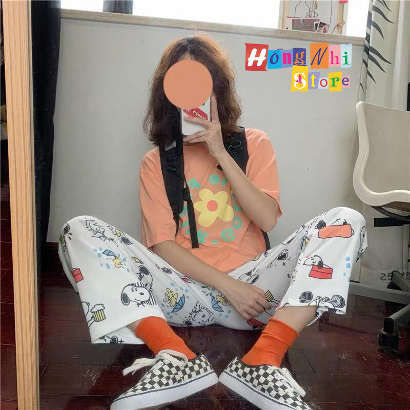 Quần Cartoon Pant Unisex, Quần Hoạt Hình Lửng Ống Rộng Lưng Thun - MM