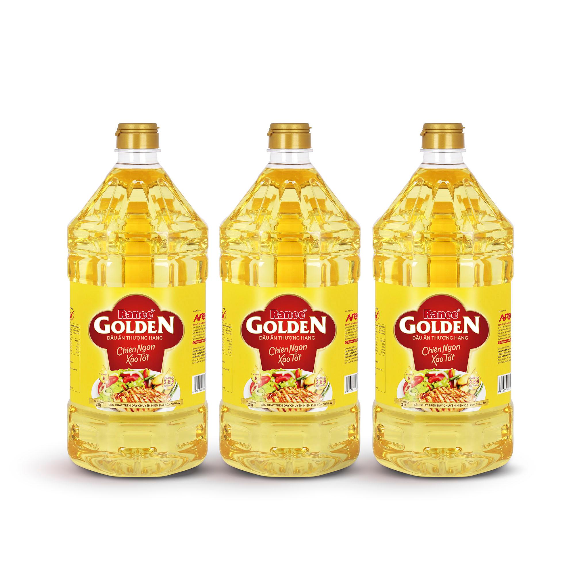 Combo 3 chai dầu ăn Ranee Golden 2 lít tặng bơ 200g