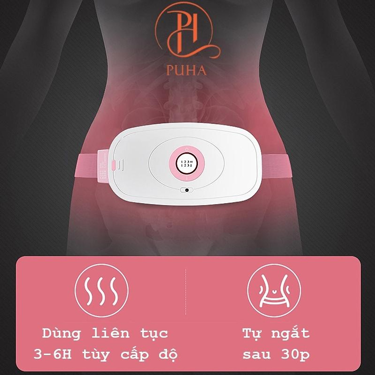 Máy giảm đau kinh nguyệt, Đai hỗ trợ Giảm Béo, Giảm Đau Kinh Nguyệt, Sưởi Ấm Bụng, Massage, SUPER BELT[30 NGÀY 1 ĐỔI 1] Rung, Nóng Và Xung Điện EMS, Công Nghệ Nhật Bản.