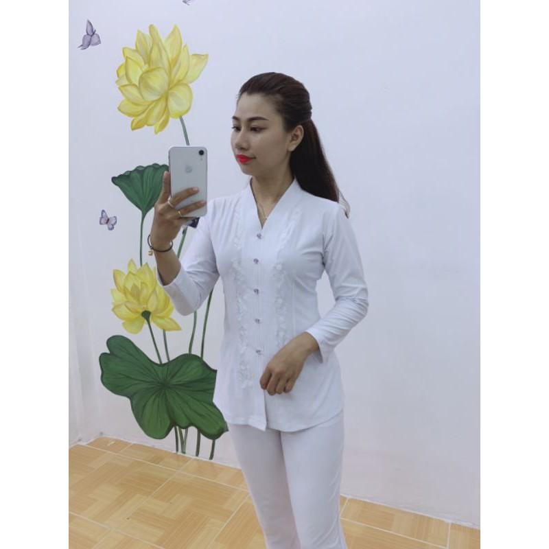 Đồ lam đi chùa# thun balai trắng