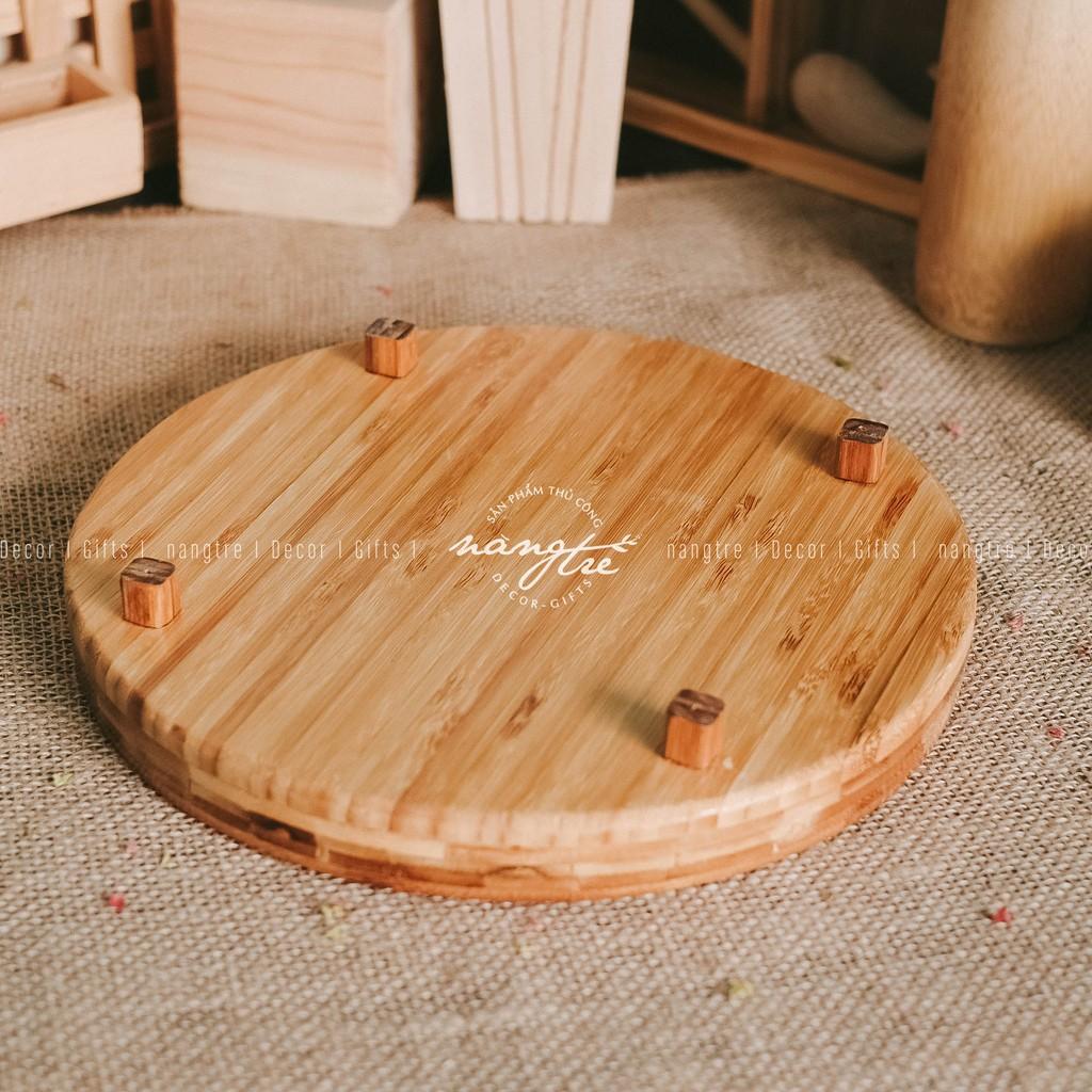 Khay gỗ tre tròn nhiểu ngăn - Trang trí - Đựng thức ăn
