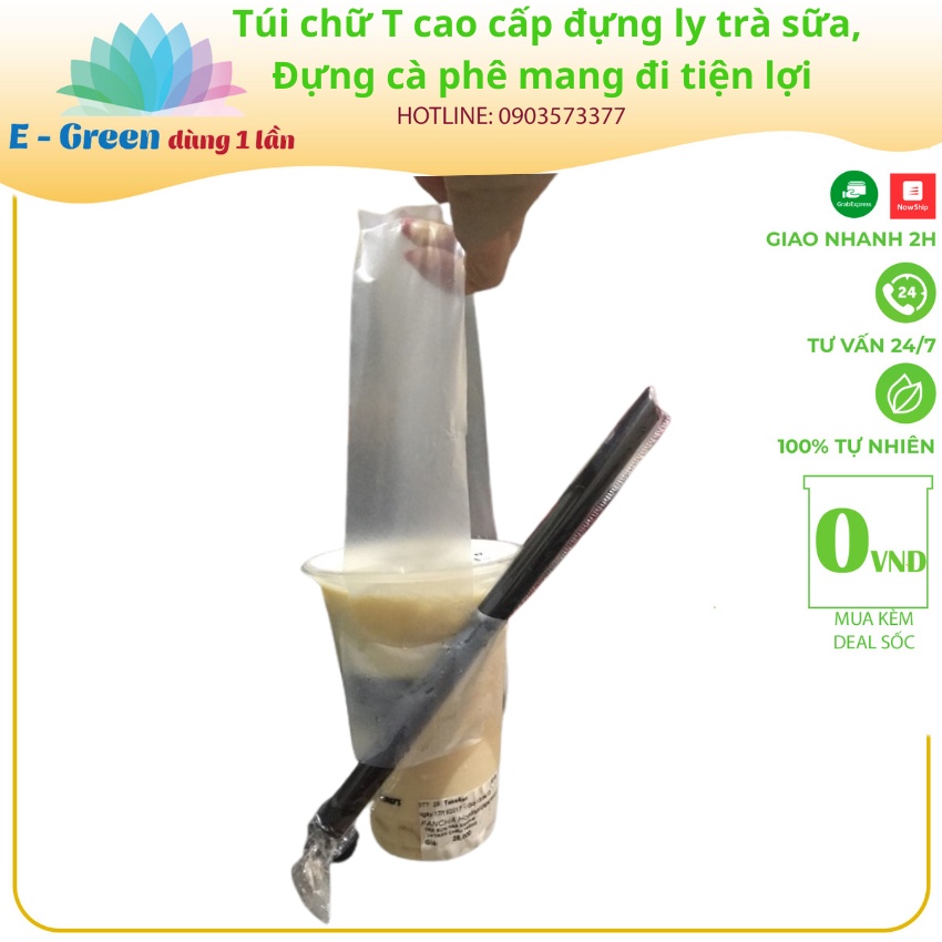 Túi chữ T cao cấp đựng ly trà sữa, đựng cà phê mang đi tiện lợi - 500gr - Egreendùng1lần