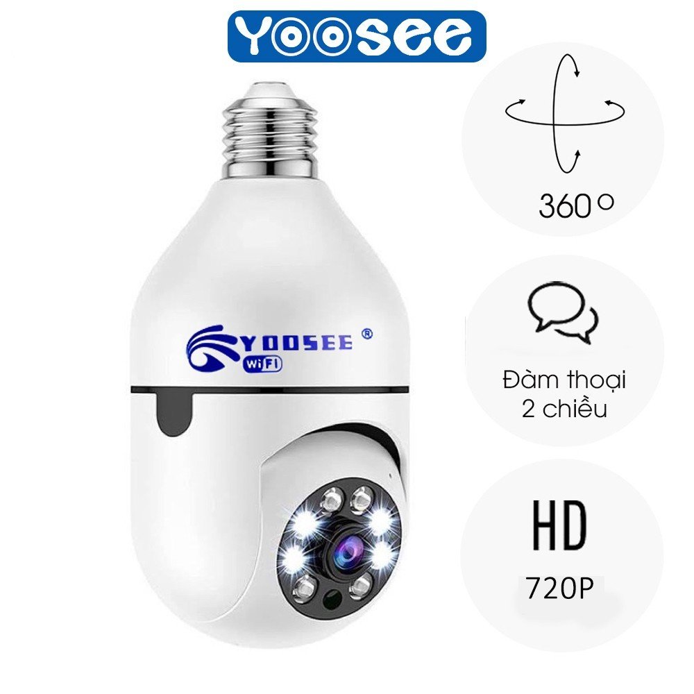 Camera An ninh WiFi Xoay 360° Gắn Đui Bóng Đèn,Tích hợp đèn Led, Đàm Thoại Hai Chiều, Báo Động Chống Trộm