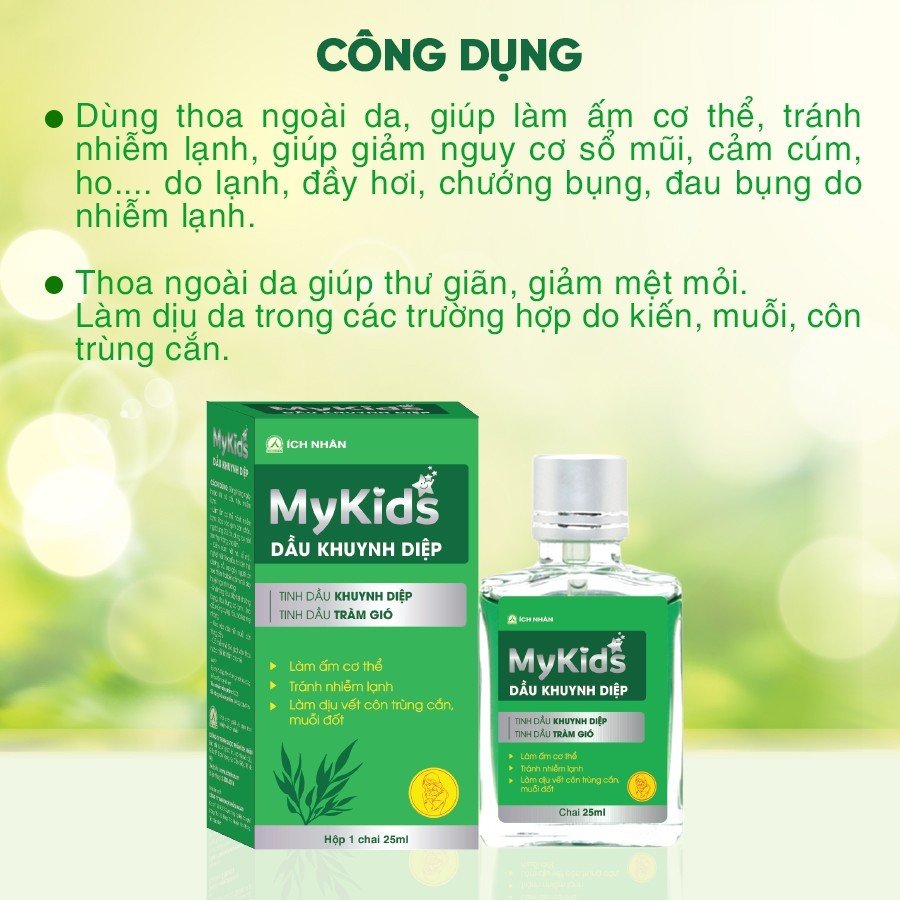 Dầu tràm khuynh diệp My Kids 25ml giúp phòng cảm lạnh, làm ấm cơ thể, an toàn cho trẻ sơ sinh và phụ nữ mang thai
