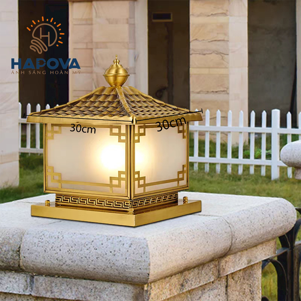 Đèn trụ cổng bằng đồng cao cấp HAPOVA CIES 6038 cỡ 400mm