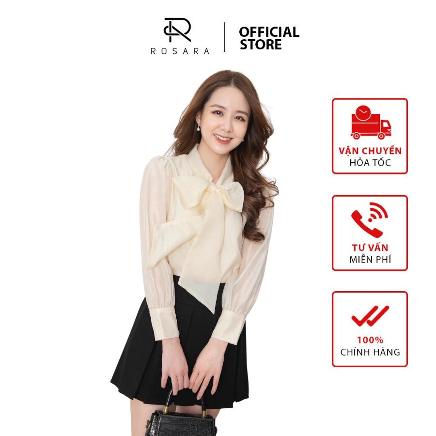 Áo sơ mi thời trang nữ dài tay cổ nơ Rosara AM229