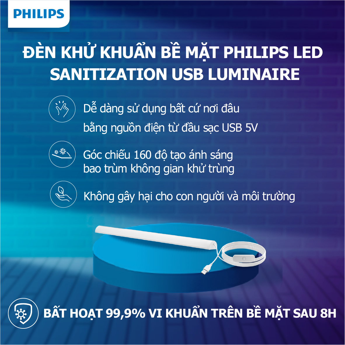 Đèn khử khuẩn bề mặt Philips LED Sanitization USB Luminaire