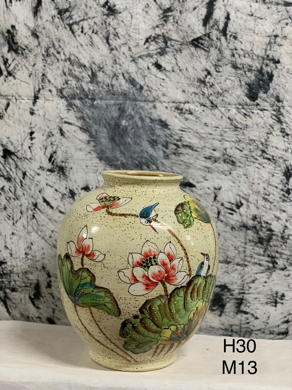 VÒ TRÒN MEN MỘC VẼ HOA H30CM