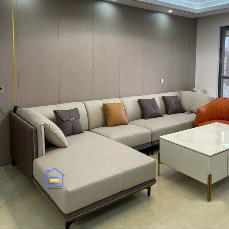 Ghế sofa góc L bọc da Adora