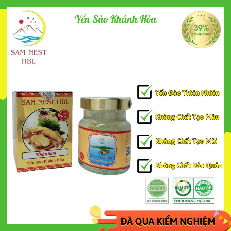 Yến Sào Khánh Hòa Nhân Sâm Sam Nest HBL Chưng Sẵn Lọ 70ml Không Dùng Chất Bảo Quản