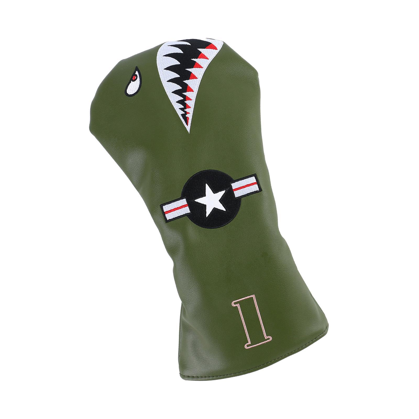 PU Leather Golf Club Headcover Non Slip Long Neck for Woods Driver Fairway Hybrid