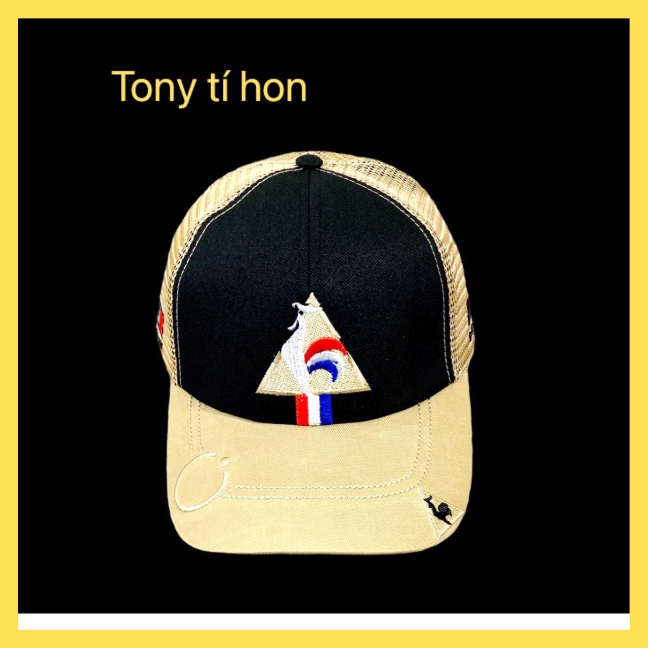 [Tony tí hon] Mũ/nón kết lưỡi trai con gà trống màu đen lưới vàng nâu, cao cấp, đẹp, cá tính, thời trang nam nữ 2022