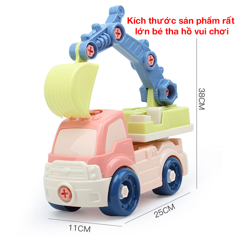 Bộ đồ chơi lắp ghép xe xúc KAVY nhiều màu sắc kích thích giác quan của bé, kích thước rất lớn, nhựa an toàn
