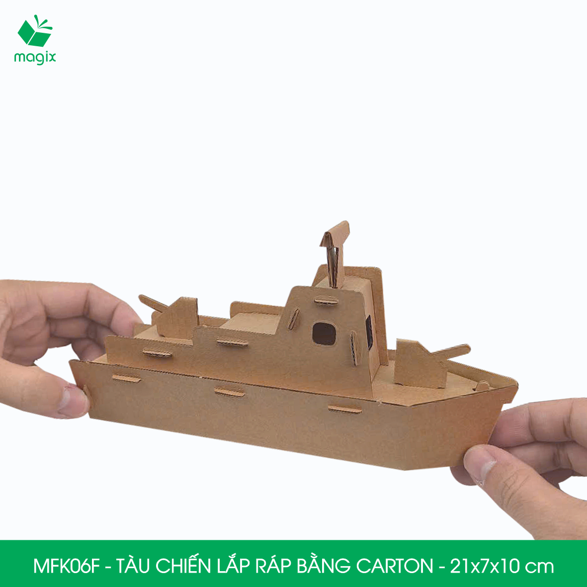 MFK06F - Tàu chiến carton - 21x7x10 cm - Đồ chơi lắp ráp mô hình từ bìa carton cứng cao cấp