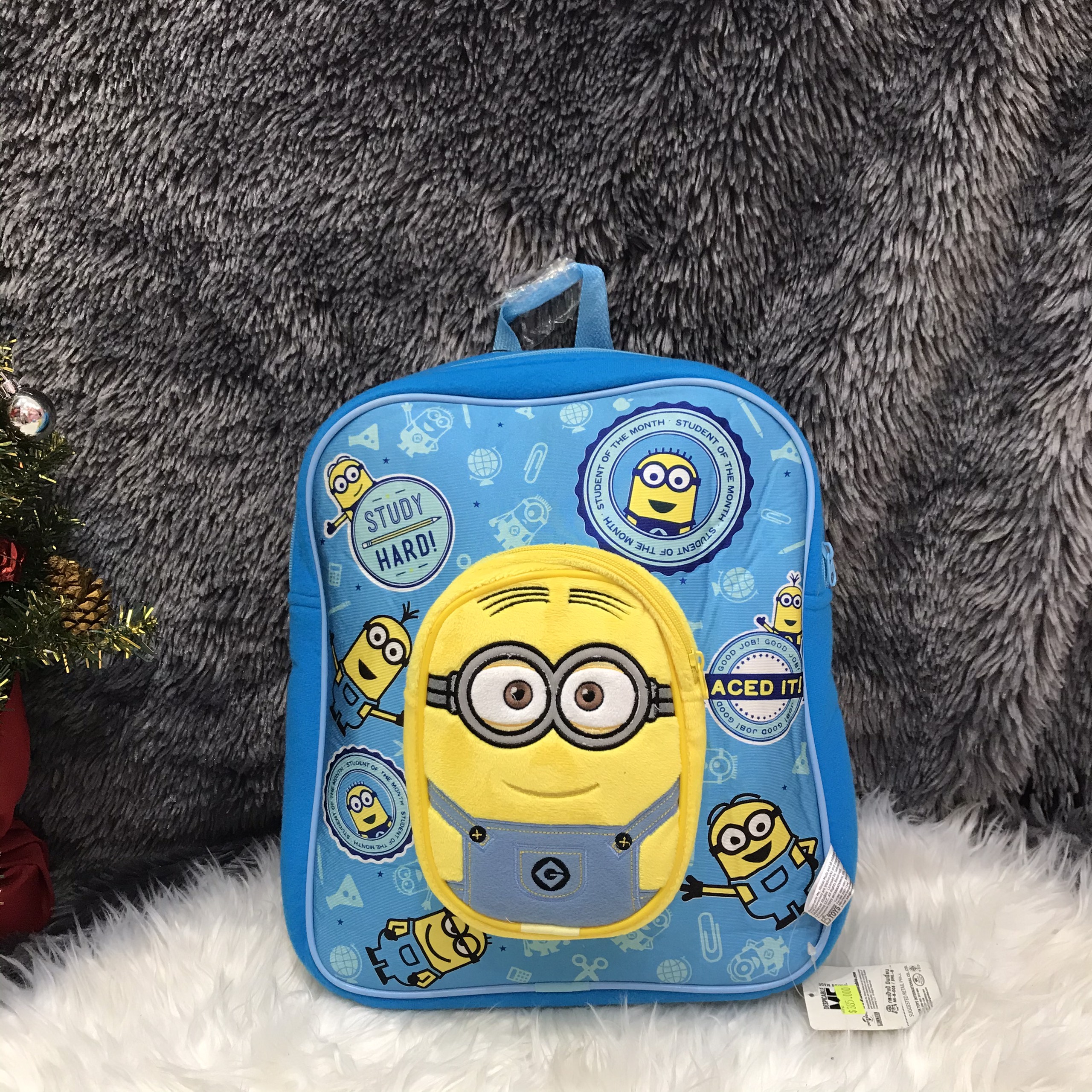 Balo vải thú trẻ em 12" 1 ngăn hình Minions màu xanh dương - BLTHU007M