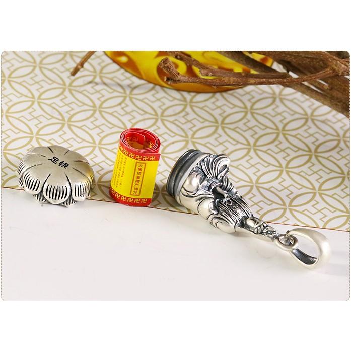 Mặt dây chuyền phật bà quan âm bạc ta tặng kèm dây vải dù đeo