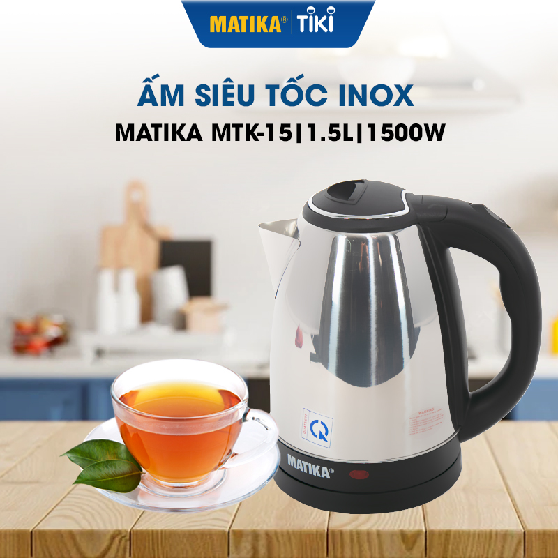 Ấm Siêu Tốc MATIKA Inox 1.5L MTK-15 - Hàng chính hãng