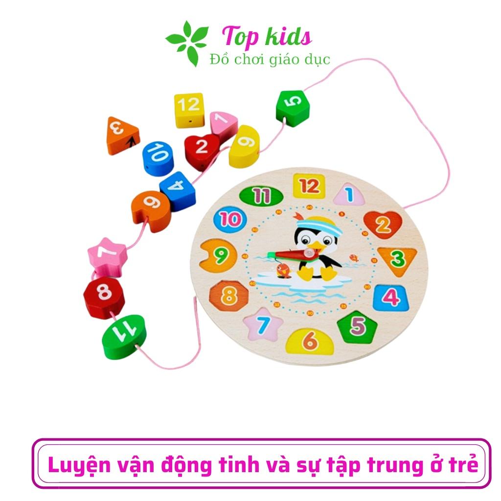 Đồ chơi montessori cho bé đồ chơi gỗ thông minh phát triển trí tuệ đồng hồ hình khối giáo dục sớm