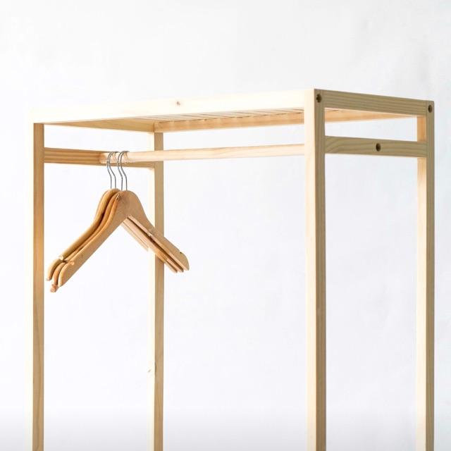 Kệ Treo Đồ Hình Chữ Nhật Kiểu Hàn Quốc - Wooden Shelf Hanger - Màu Gỗ Tự Nhiên