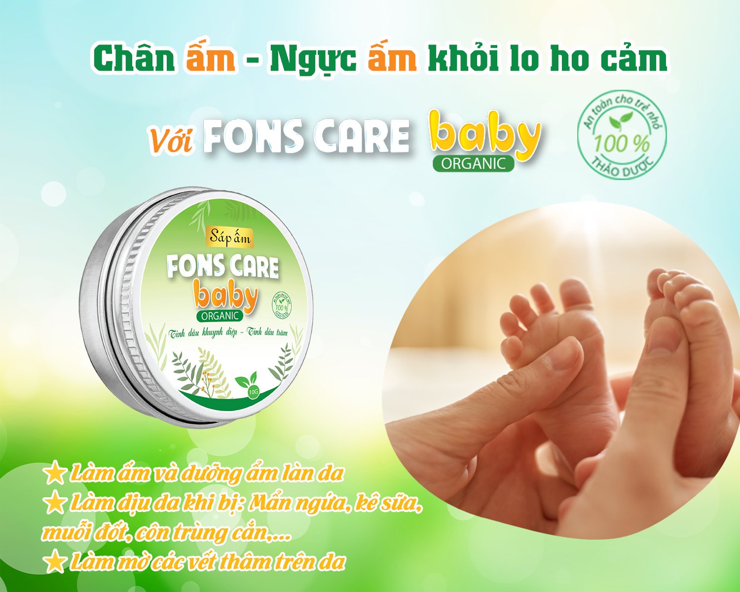 Sáp ấm FONS CARE Baby Organic